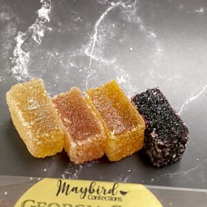 Pate de Fruit cut open to show juicy inside texture