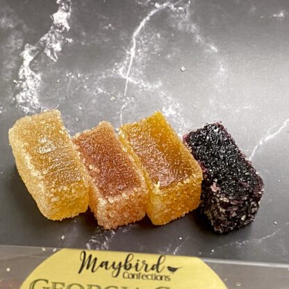 Pate de Fruit cut open to show juicy inside texture